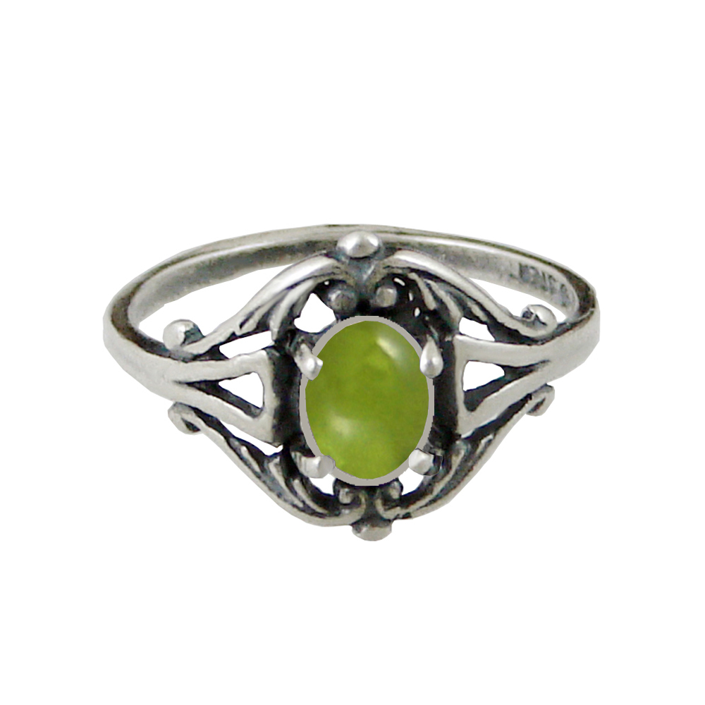 Sterling Silver Filigree Ring With Peridot Size 8